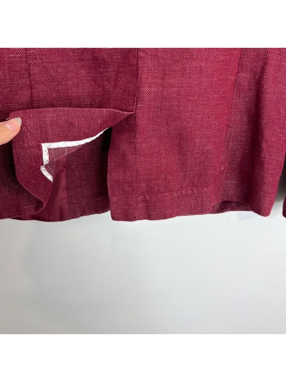 Lucky Brand burgundy linen blend 2 button roll sleeve unlined blazer jacket S - Picture 9 of 14